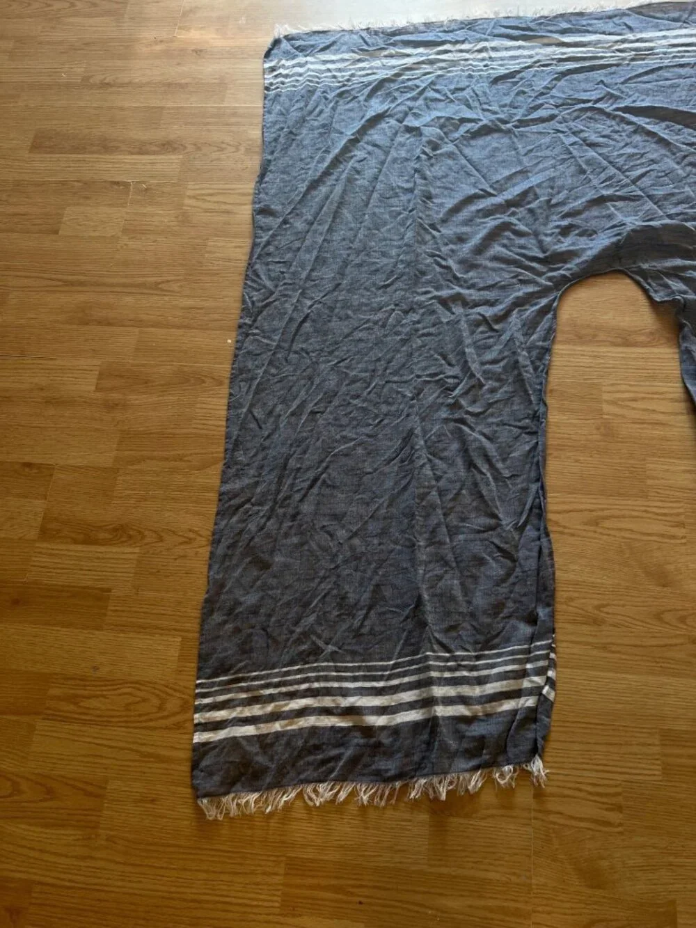 Tommy Bahama Striped Blue & White Cotton Wrap With Fringe Lightweight Beach Boho